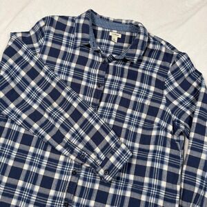L.L.Bean Shirt Mens Large Blue Plaid Flannel Button Front Long Sleeve Casual